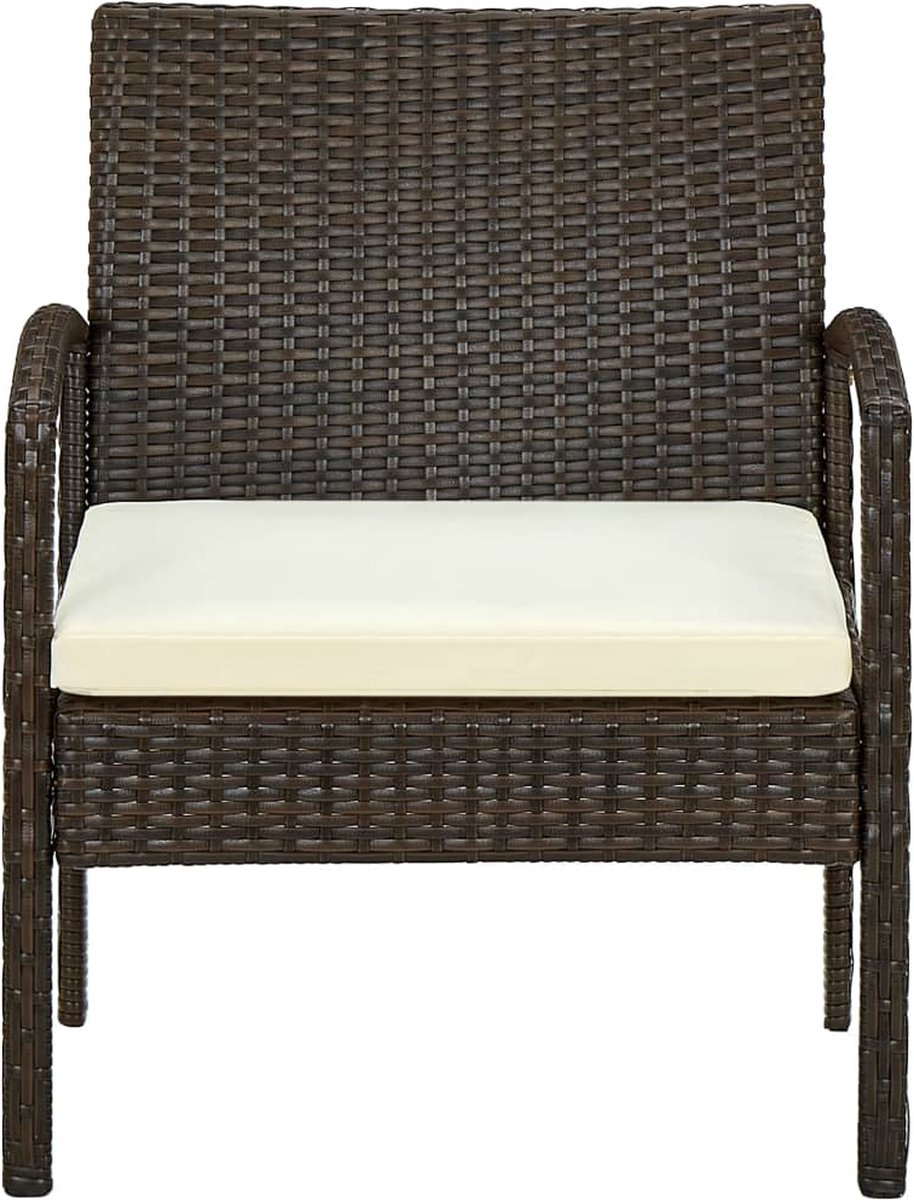 Vidaxl Tuinstoel Met Kussen Poly Rattan - Bruin