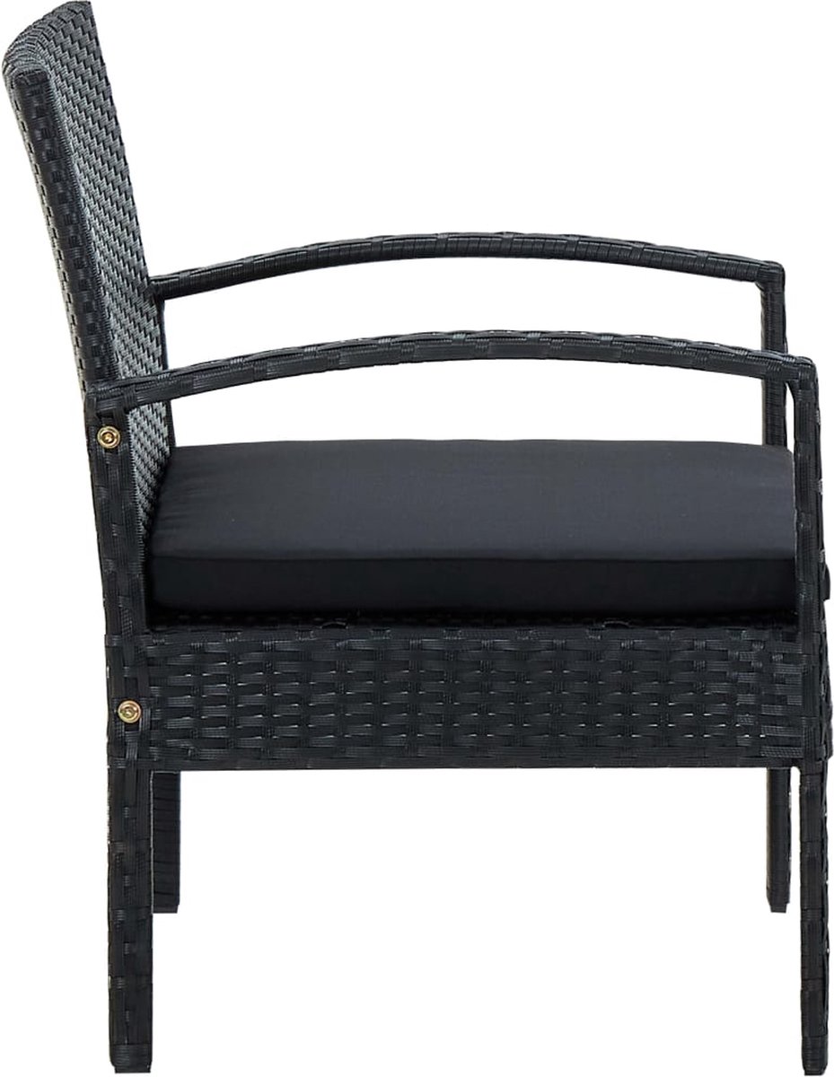 Vidaxl Tuinstoel Met Kussen Poly Rattan - Zwart