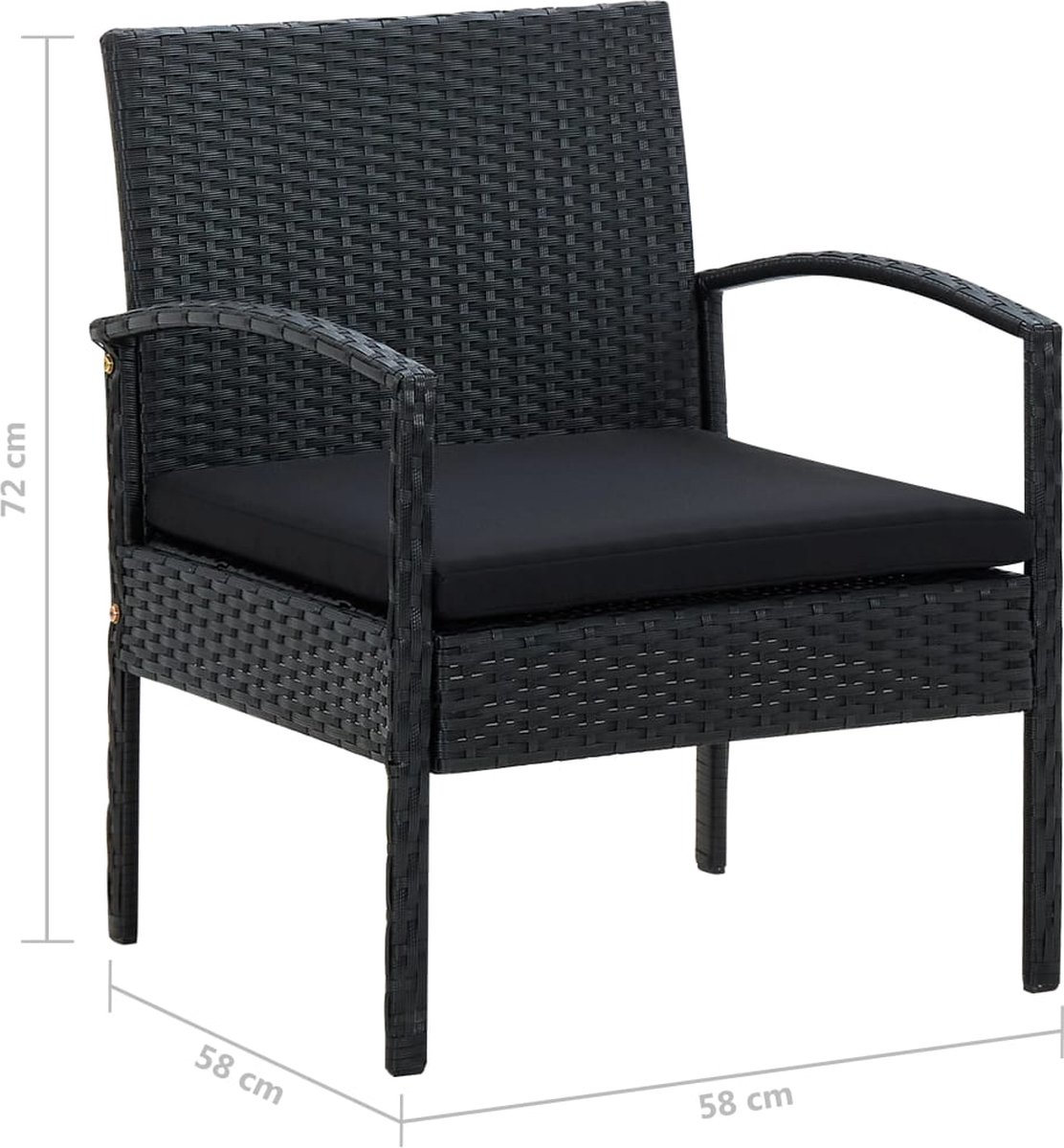 Vidaxl Tuinstoel Met Kussen Poly Rattan - Zwart