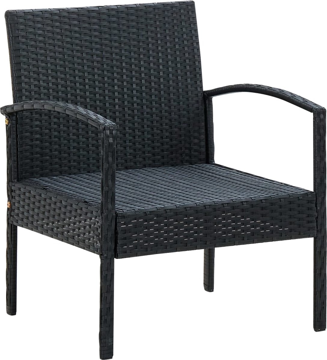 Vidaxl Tuinstoel Met Kussen Poly Rattan - Zwart