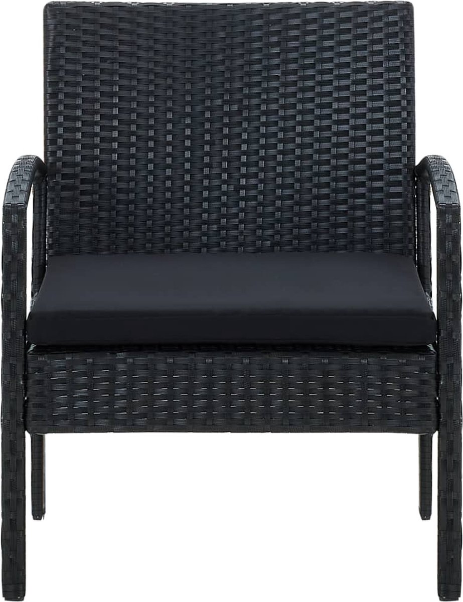 Vidaxl Tuinstoel Met Kussen Poly Rattan - Zwart