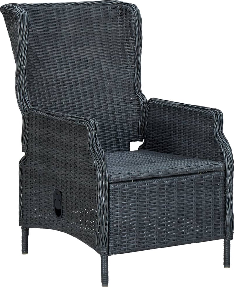Vidaxl Tuinstoel Verstelbaar Met Kussens Poly Rattan Donker - Grijs