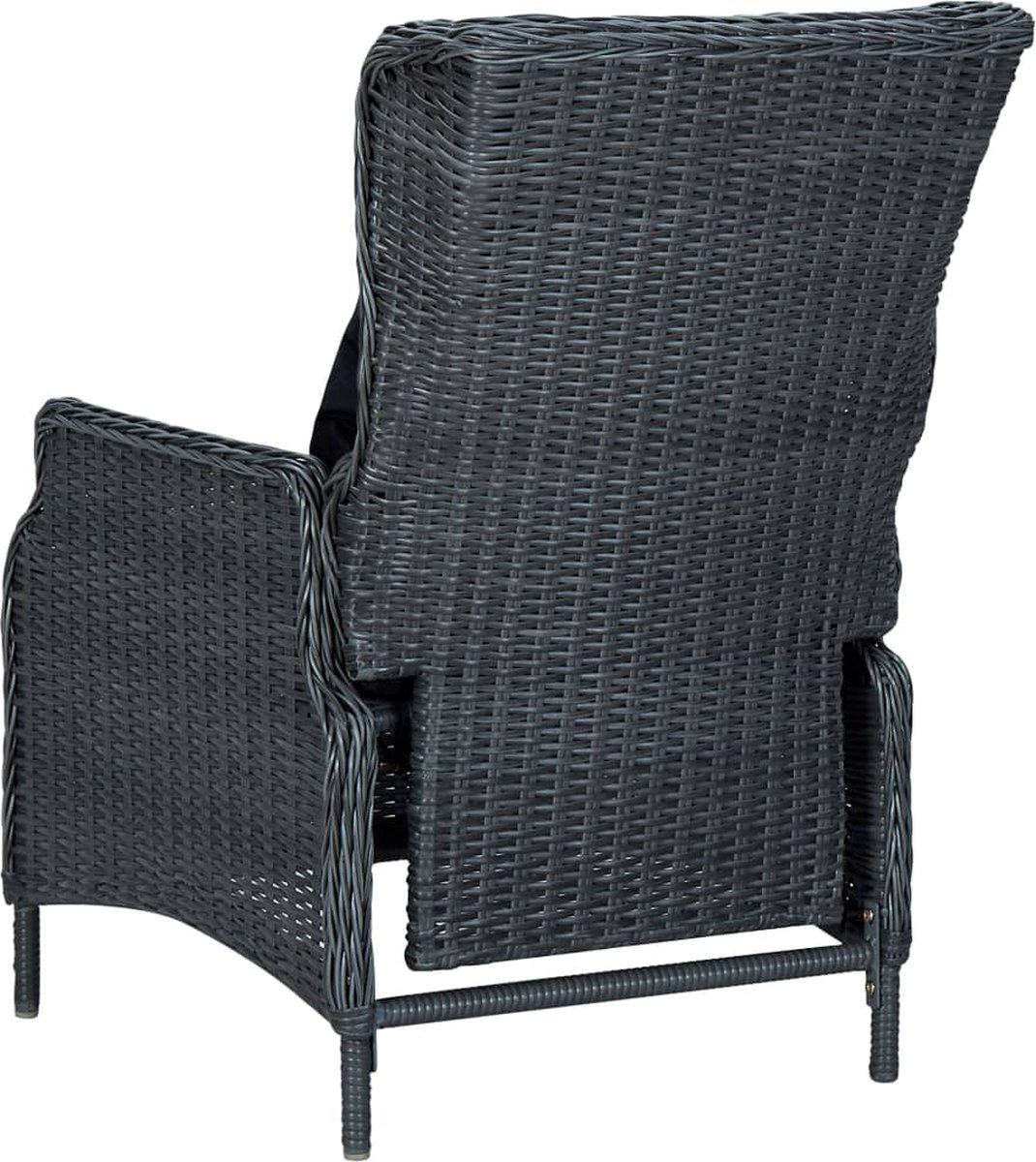 Vidaxl Tuinstoel Verstelbaar Met Kussens Poly Rattan Donker - Grijs