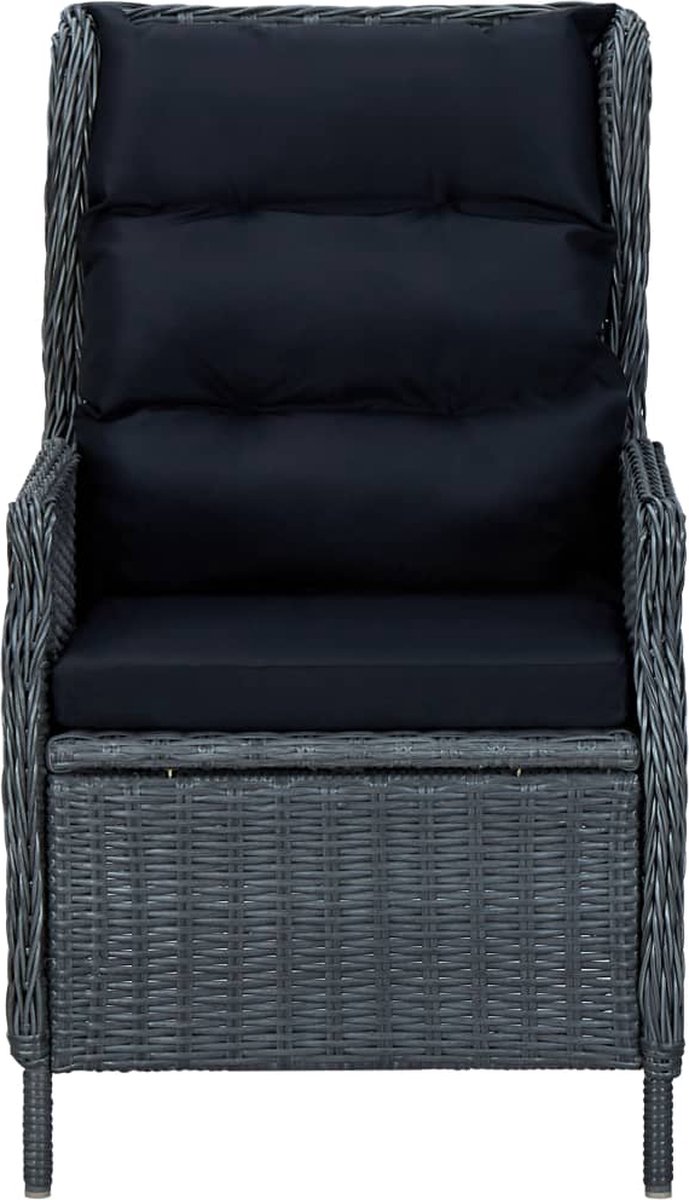 Vidaxl Tuinstoel Verstelbaar Met Kussens Poly Rattan Donker - Grijs