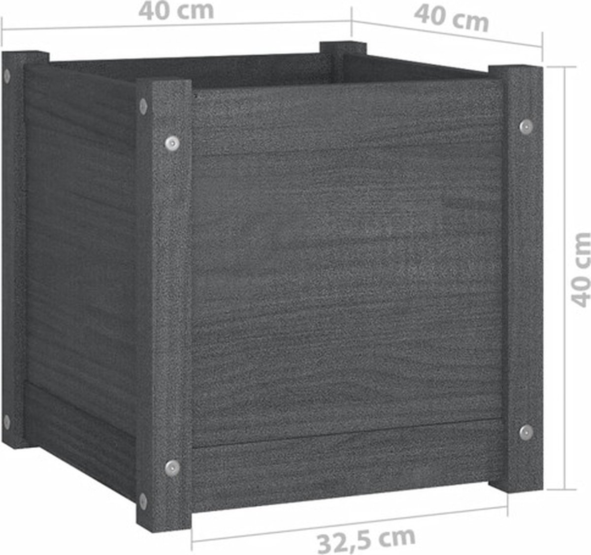 Vidaxl Plantenbakken 2 St 40x40x40 Cm Massief Grenenhout - Grijs