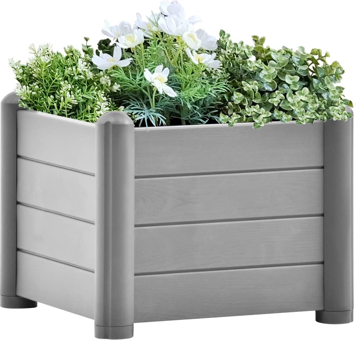 Vidaxl Plantenbak Verhoogd 43x43x35 Cm Pp Steen - Grijs