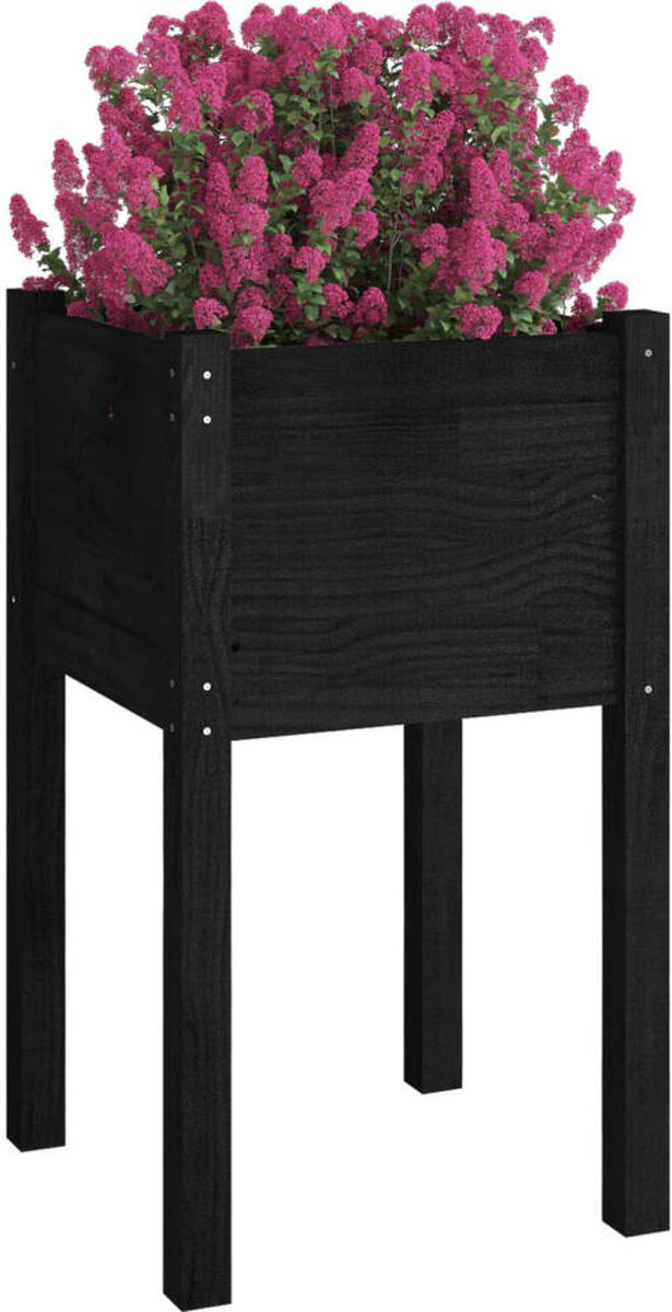Vidaxl Plantenbakken 2 St 40x40x70 Cm Massief Grenenhout - Zwart