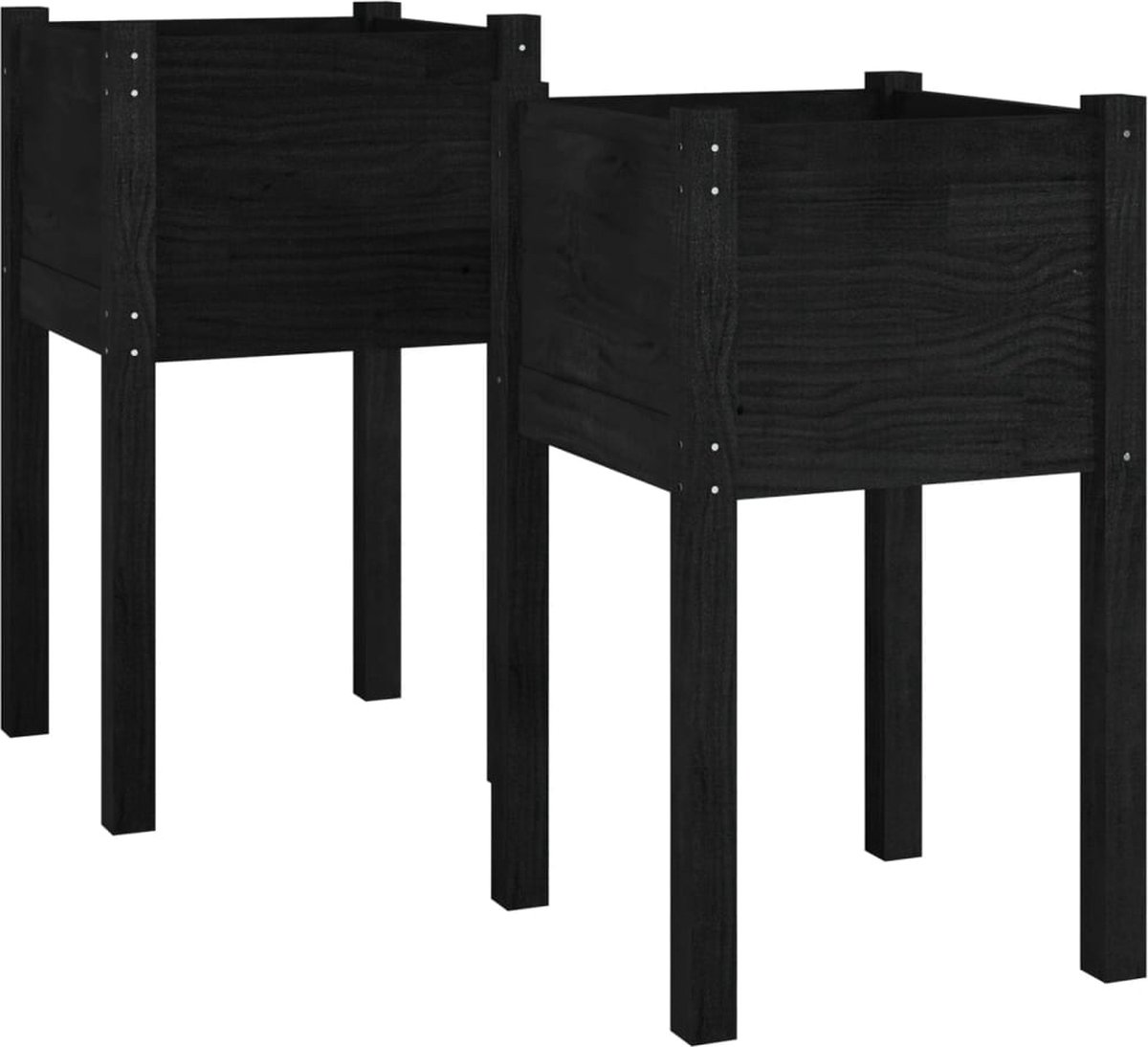 Vidaxl Plantenbakken 2 St 40x40x70 Cm Massief Grenenhout - Zwart