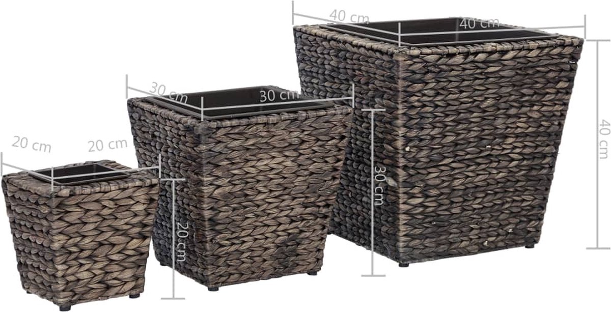 Vidaxl Plantenbakken Verhoogd 3 St Waterhyacint - Bruin