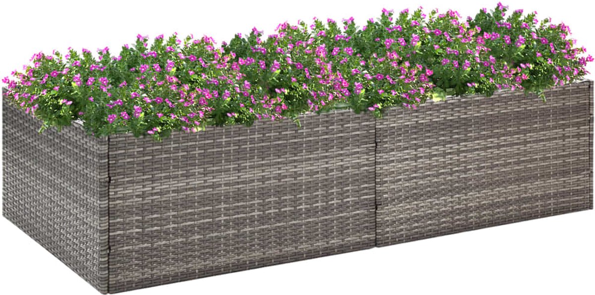 Vidaxl Plantenbak 157x80x40 Cm Poly Rattan - Grijs