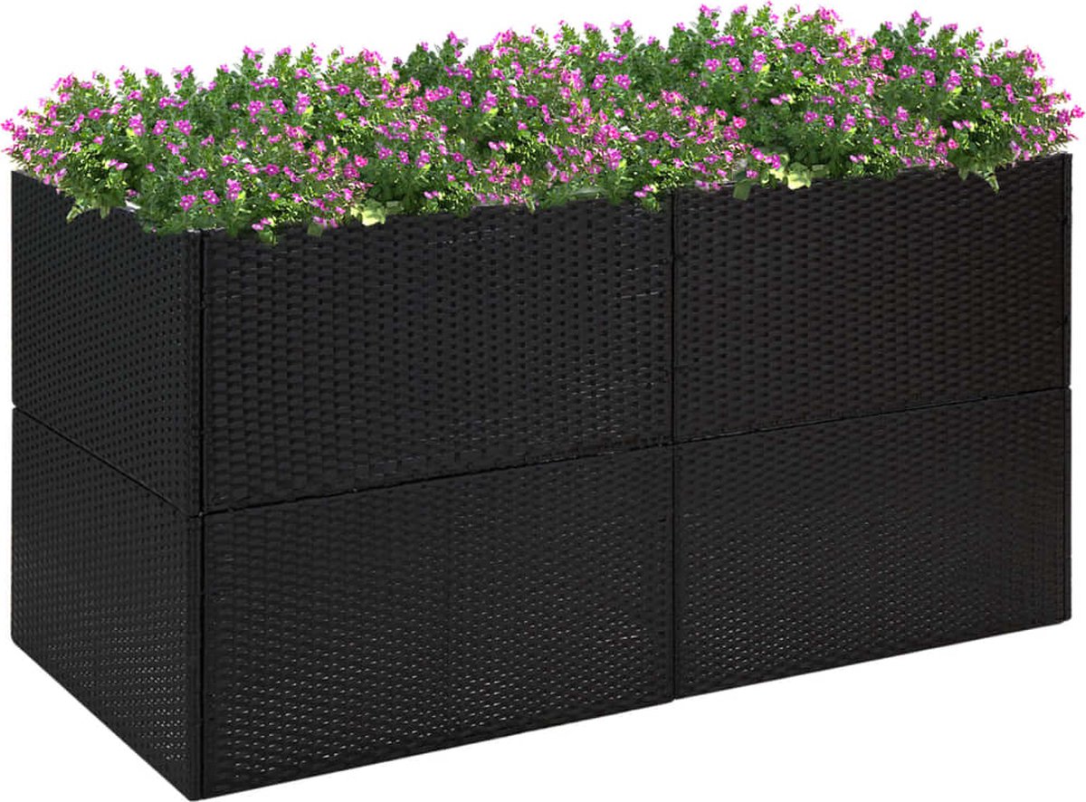 Vidaxl Plantenbak 157x80x80 Cm Poly Rattan - Zwart