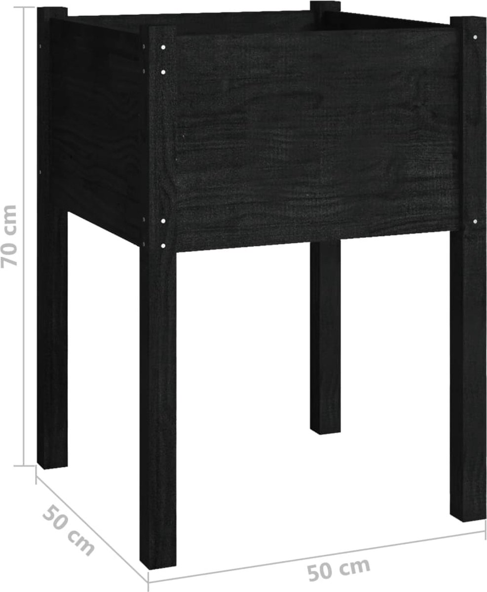 Vidaxl Plantenbakken 2 St 50x50x70 Cm Massief Grenenhout - Zwart
