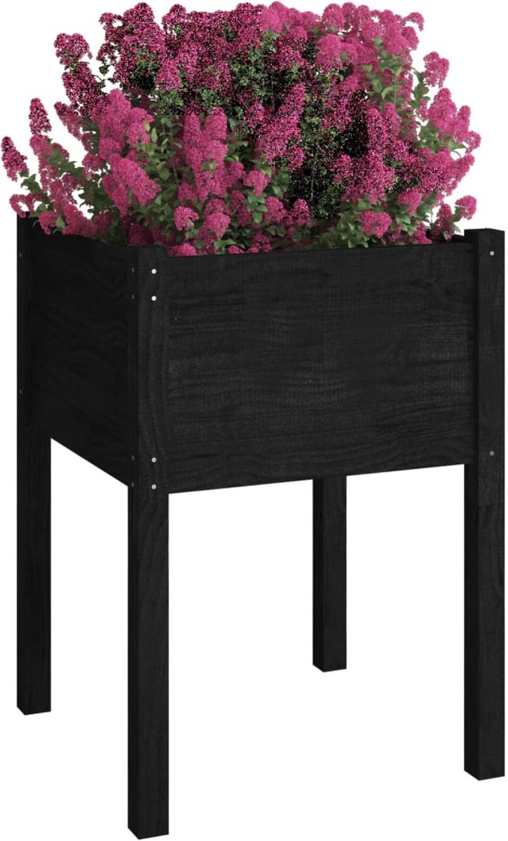 Vidaxl Plantenbakken 2 St 50x50x70 Cm Massief Grenenhout - Zwart