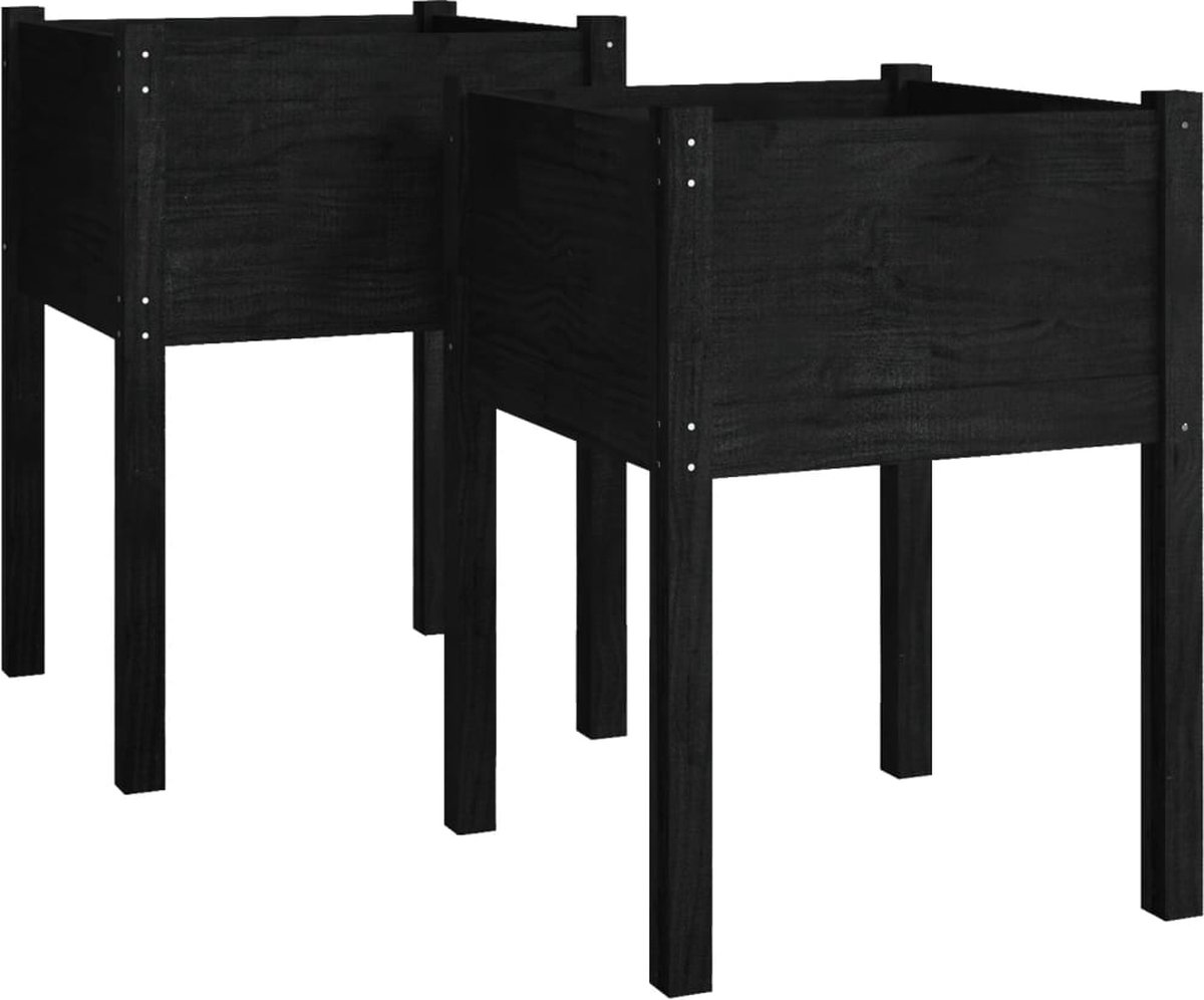 Vidaxl Plantenbakken 2 St 50x50x70 Cm Massief Grenenhout - Zwart