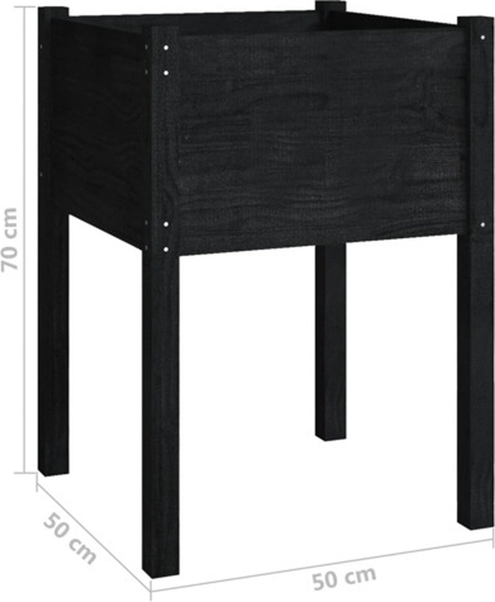 Vidaxl Plantenbakken 2 St 50x50x70 Cm Massief Grenenhout - Zwart
