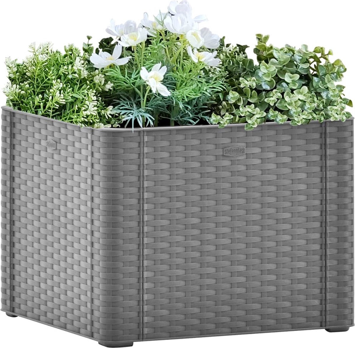 Vidaxl Plantenbak Hoog Met Zelfbewateringssysteem 43x43x33 Cm - Grijs