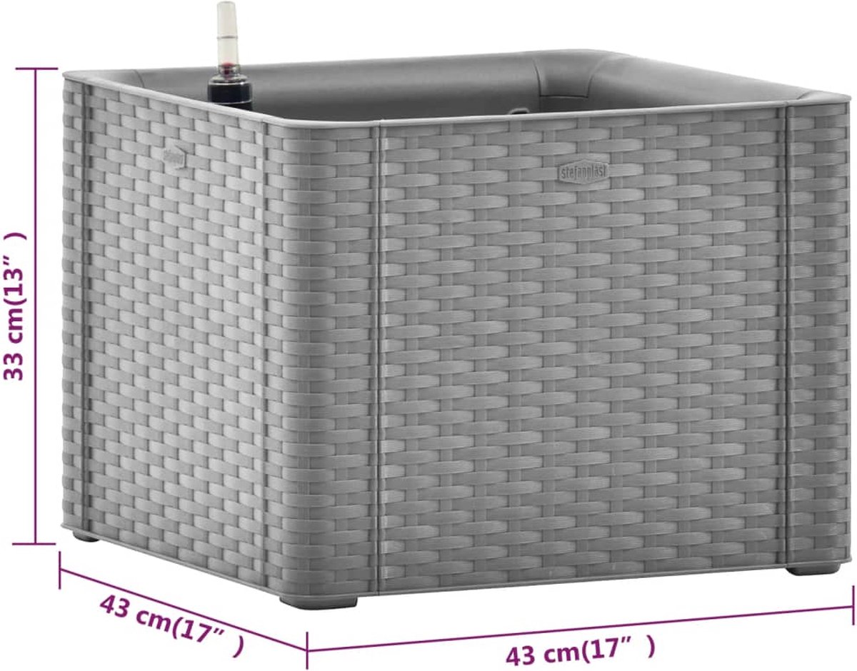 Vidaxl Plantenbak Hoog Met Zelfbewateringssysteem 43x43x33 Cm - Grijs