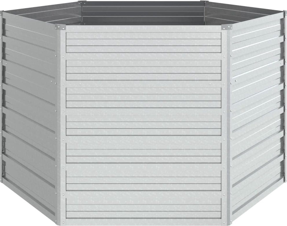 Vidaxl Plantenbak Verhoogd 129x77 Cm Gegalvaniseerd Staal Zilverkleur - Silver