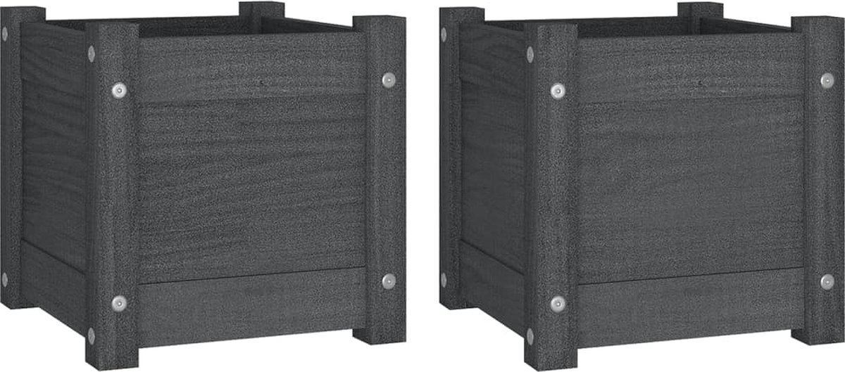 Vidaxl Plantenbakken 2 St 31x31x31 Cm Massief Grenenhout - Grijs