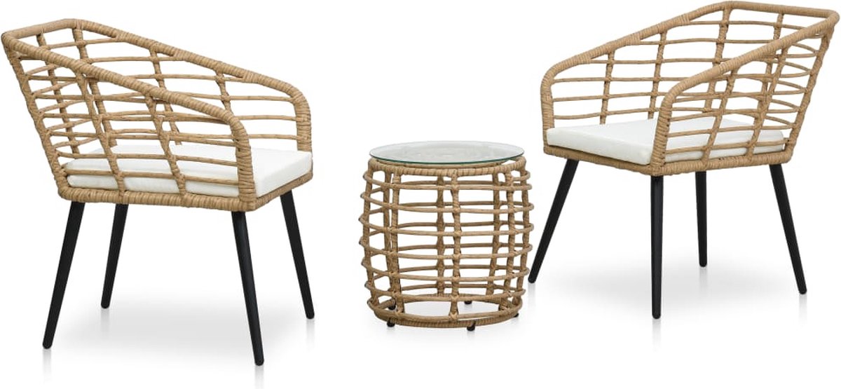 Vidaxl 3-delige Bistroset Poly Rattan Eikenkleurig - Bruin