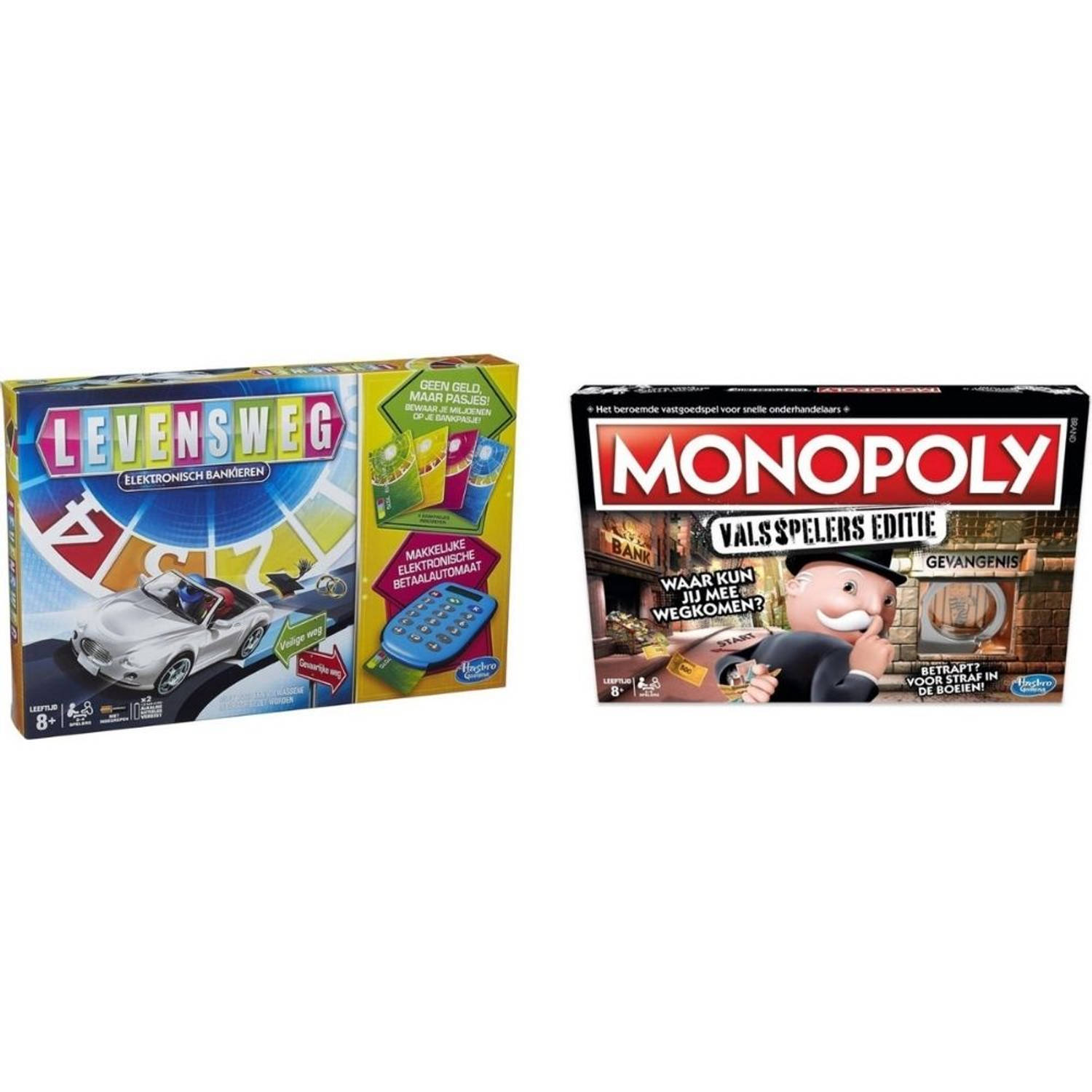 Hasbro Spellenbundel - 2 Stuks - Levensweg Elektronisch Bankieren & Monopoly Valsspelerseditie