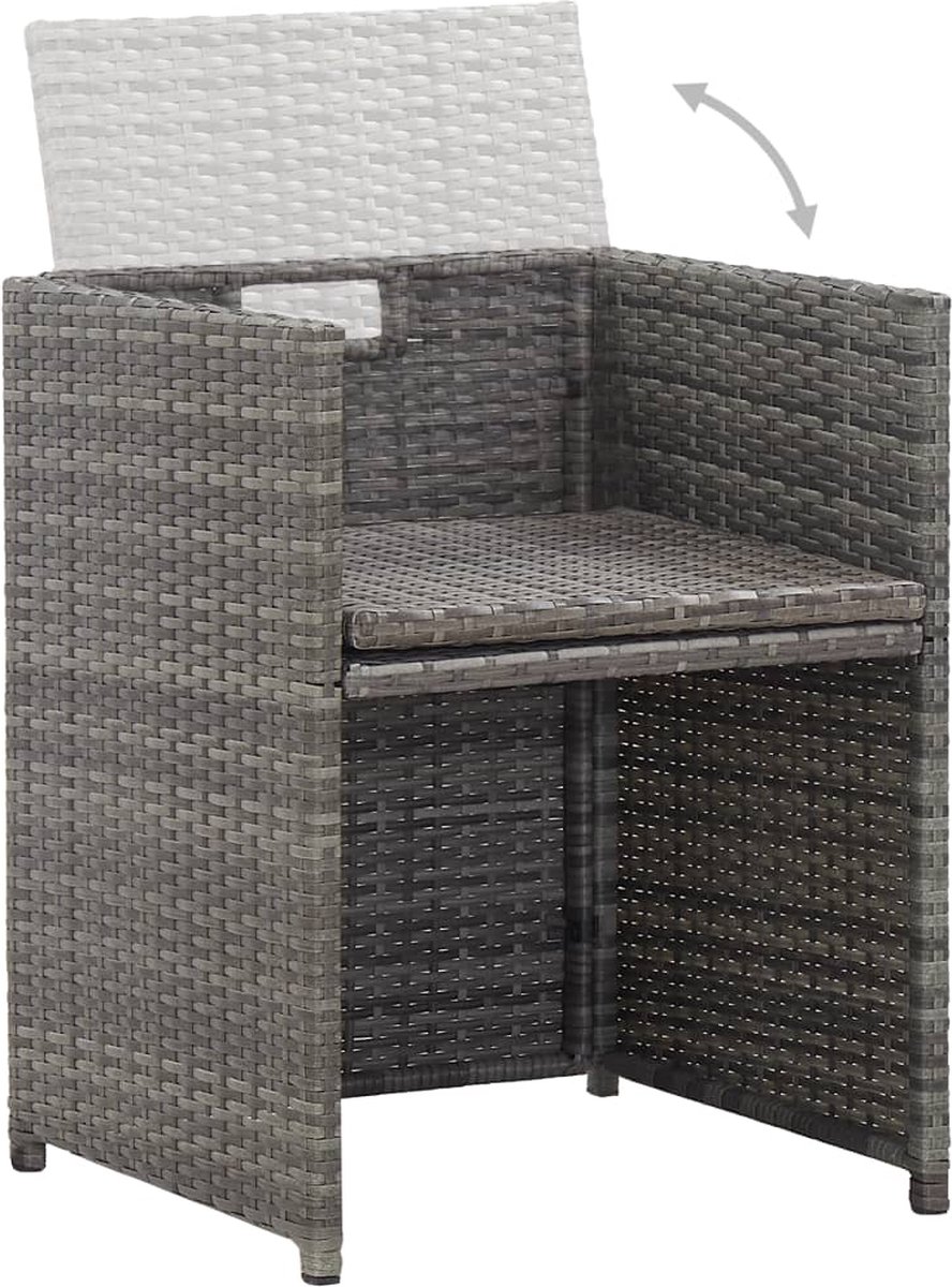 Vidaxl 17-delige Tuinset Met Kussens Poly Rattan Antraciet - Grijs