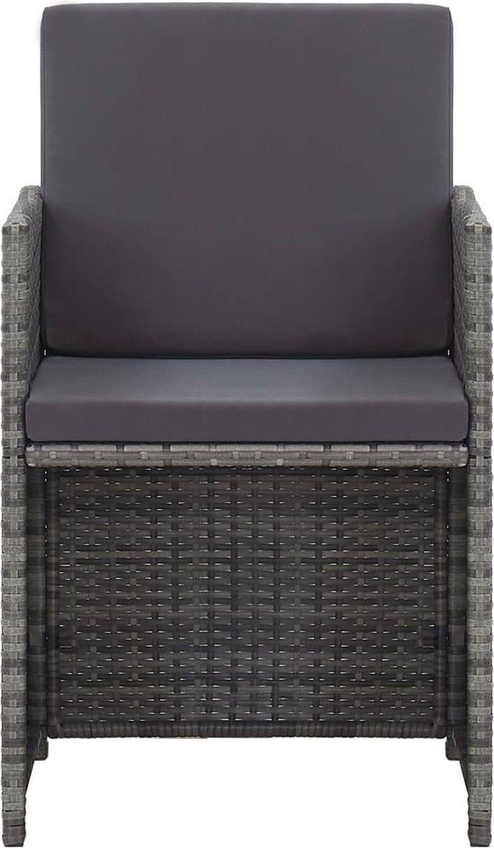 Vidaxl 17-delige Tuinset Met Kussens Poly Rattan Antraciet - Grijs