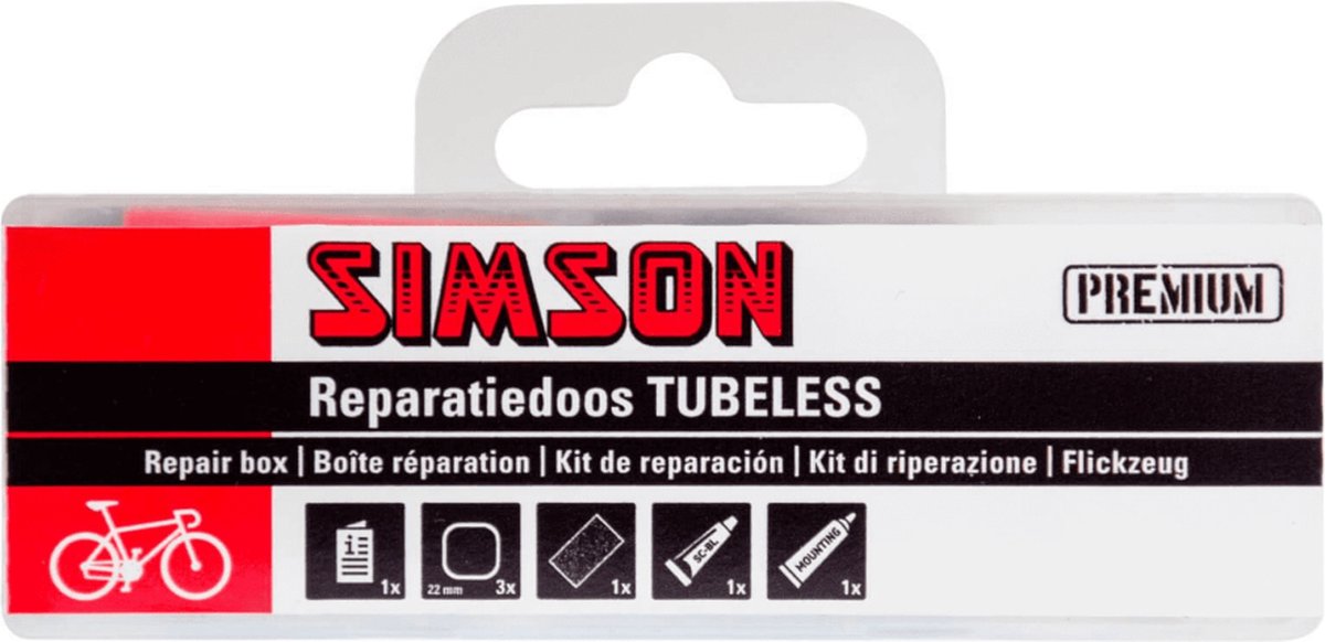 Simson Reparatieset Tubeless 7-delig - Rood