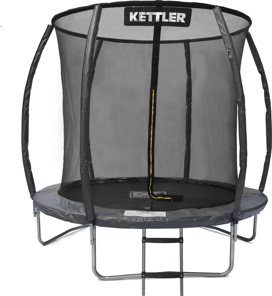 Kettler Trampoline Jump - 244cm Rond - Incl. Net - Incl. Ladder - Zwart - Grijs