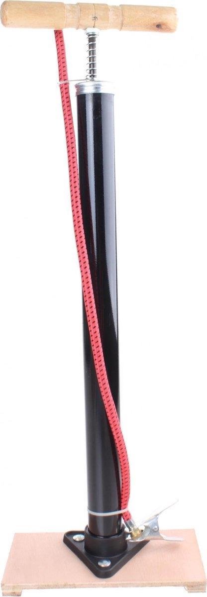 Bicycle Gear e Fietspomp Staand Met Houten Handvat Inclusief 3-delige Nippelset - Fietspompen - Zwart