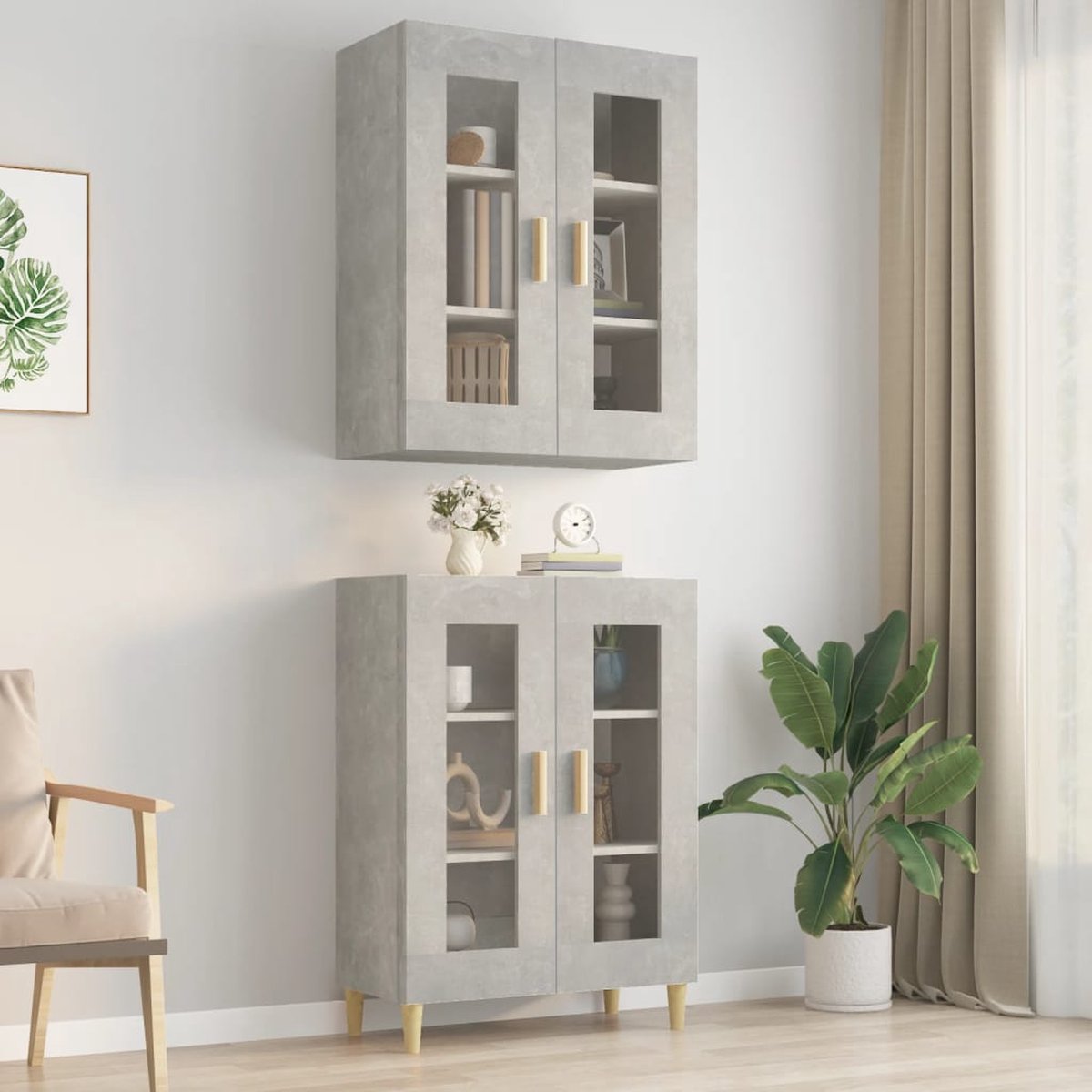 Vidaxl Hangkast 69,5x34x90 Cm Beton - Grijs