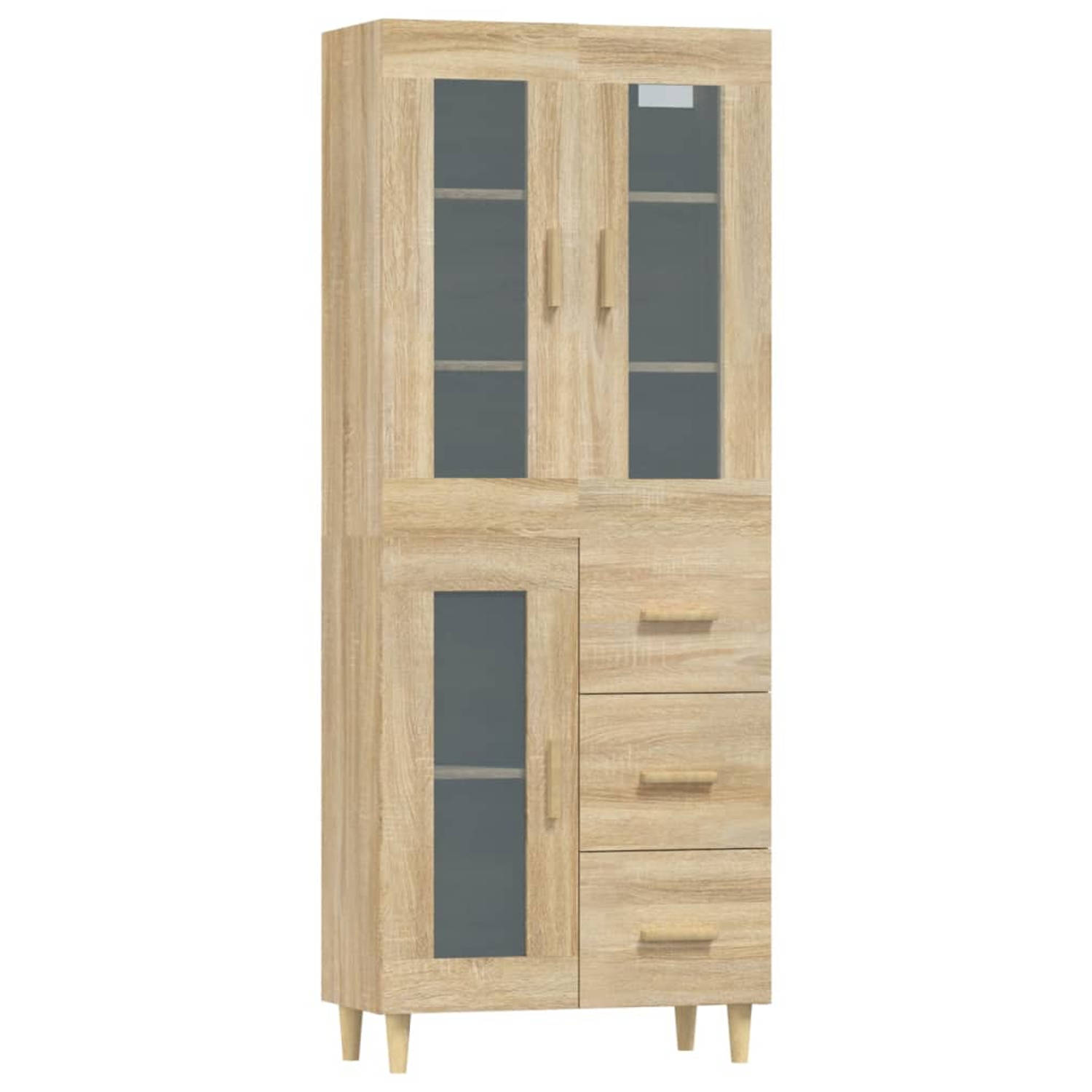 Vidaxl Hoge Kast 69,5x34x180 Cm Bewerkt Hout Sonoma Eikenkleurig - Bruin