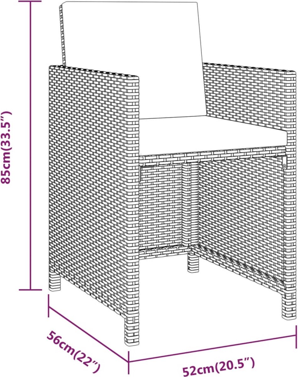 Vidaxl 3-delige Tuinset Met Kussens - Beige