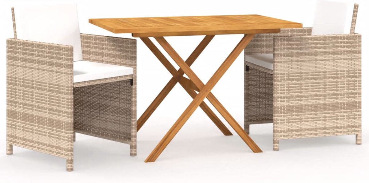 Vidaxl 3-delige Tuinset Met Kussens - Beige