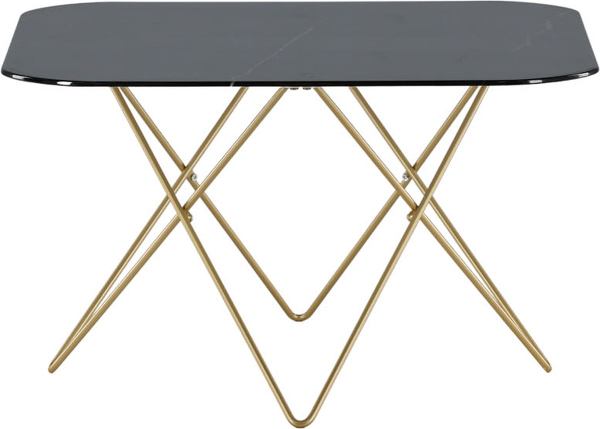 Tristar Salontafel 80x80 Cm Glas Marmor Decor. - Zwart