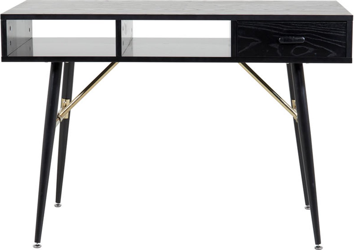 Golddesk Bureau Met Plank En Lade 110x60 Cm. - Zwart