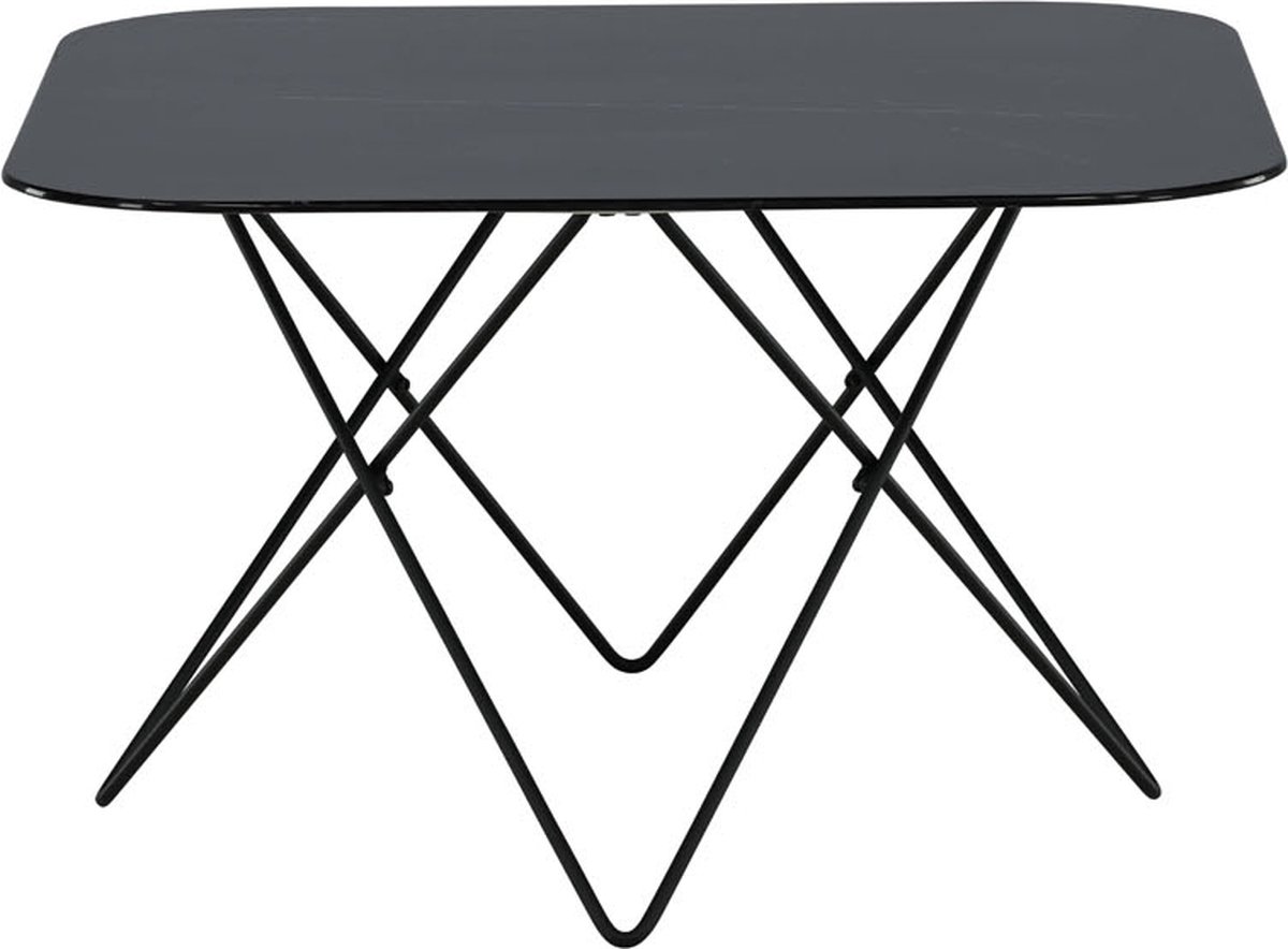 Tristar Salontafel 80x80 Cm Glas Marmor Decor. - Zwart