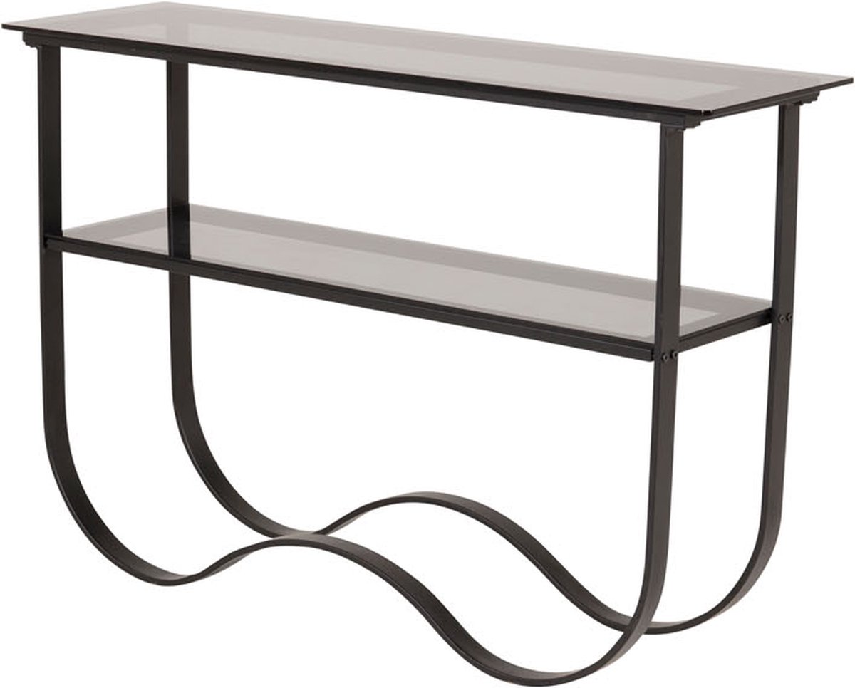 Wavy Sidetable Met Plank 34x117 Cm. - Zwart