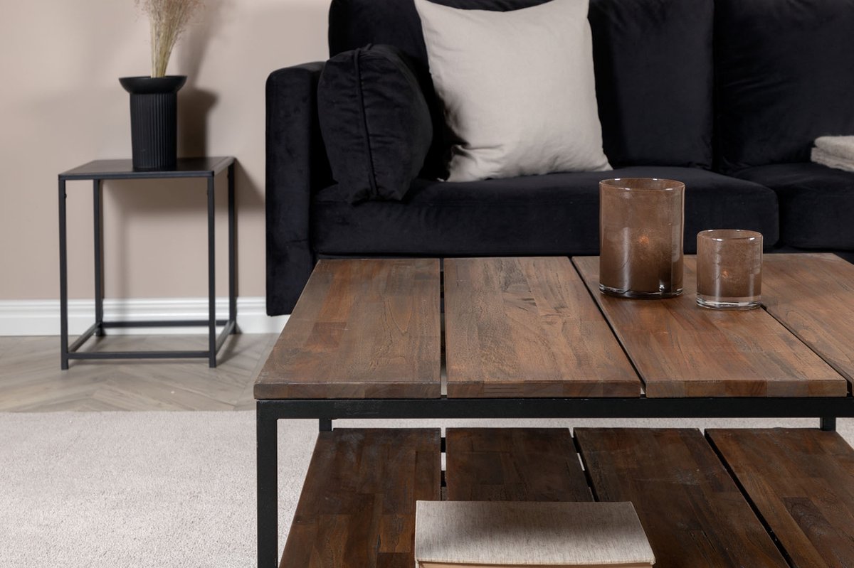 Padang Salontafel Met Plank 80x80 Cm Teak Decor.