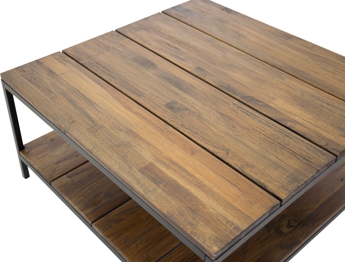 Padang Salontafel Met Plank 80x80 Cm Teak Decor.