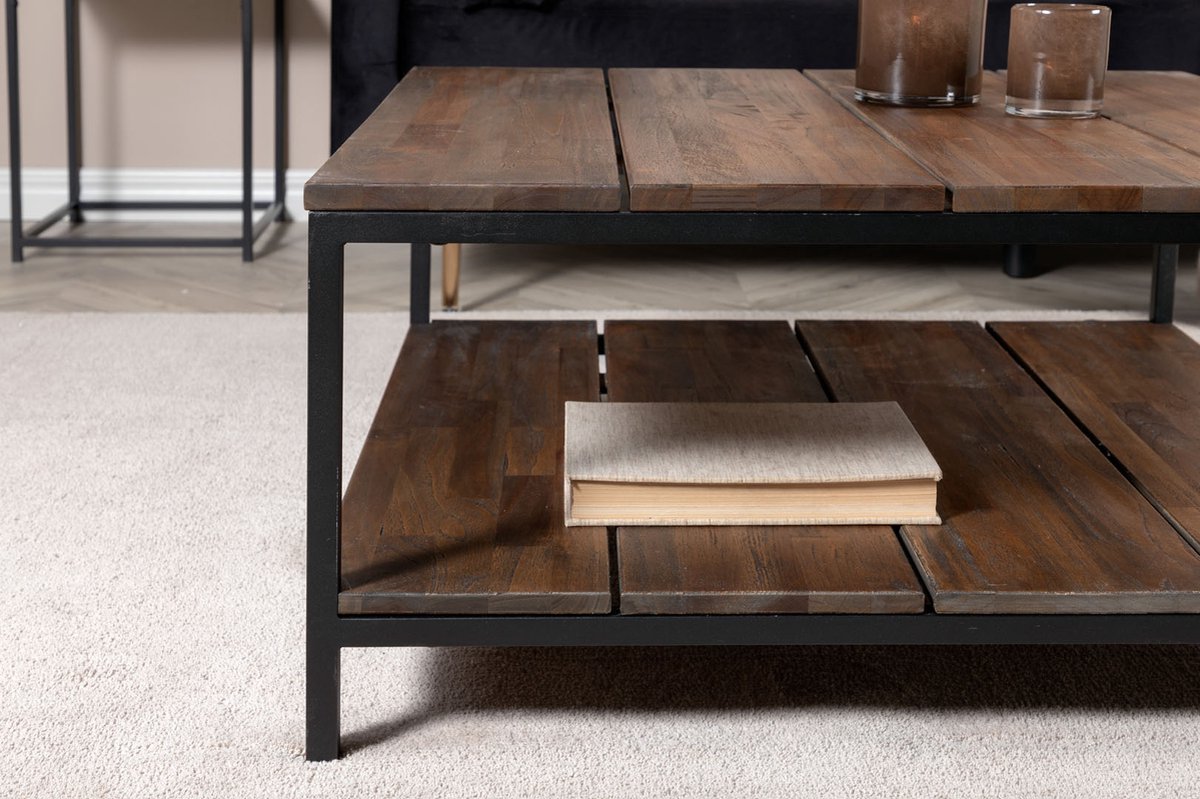 Padang Salontafel Met Plank 80x80 Cm Teak Decor.