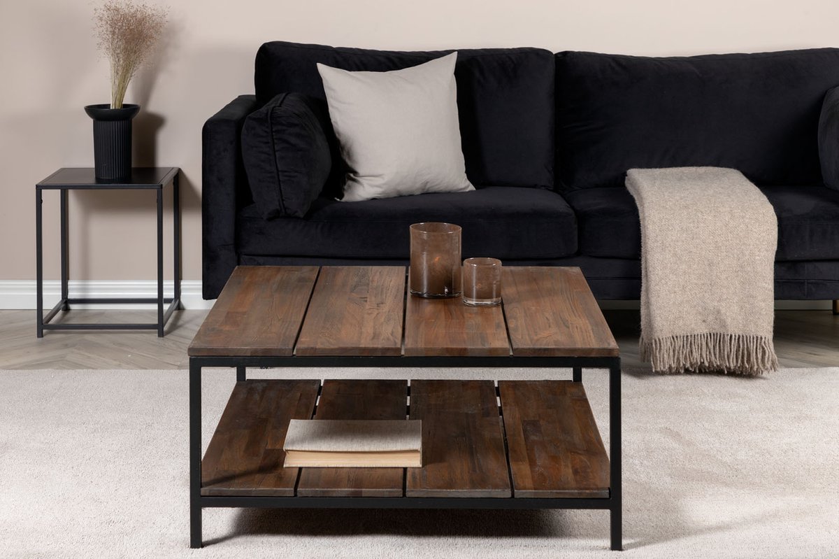 Padang Salontafel Met Plank 80x80 Cm Teak Decor.