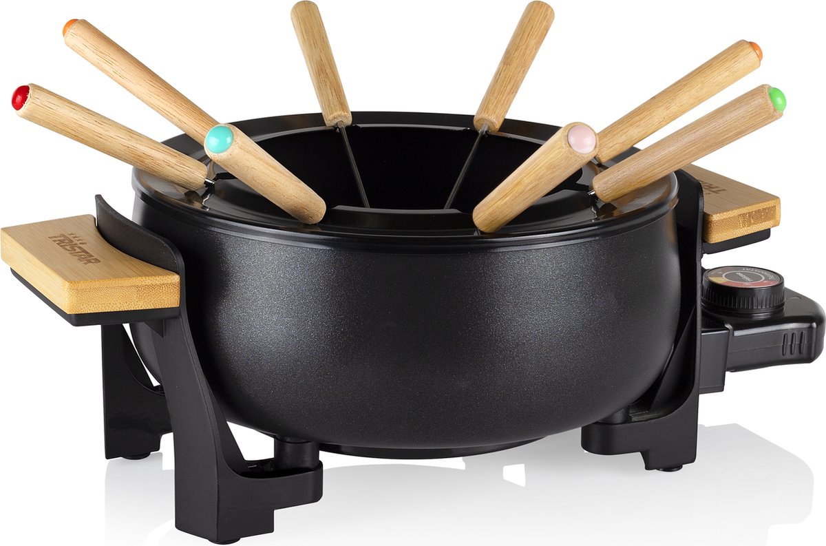 Tristar Fo-1108 Bamboe Fondue - 1.5l Volume - Geschikt Voor 8 Personen - Zwart