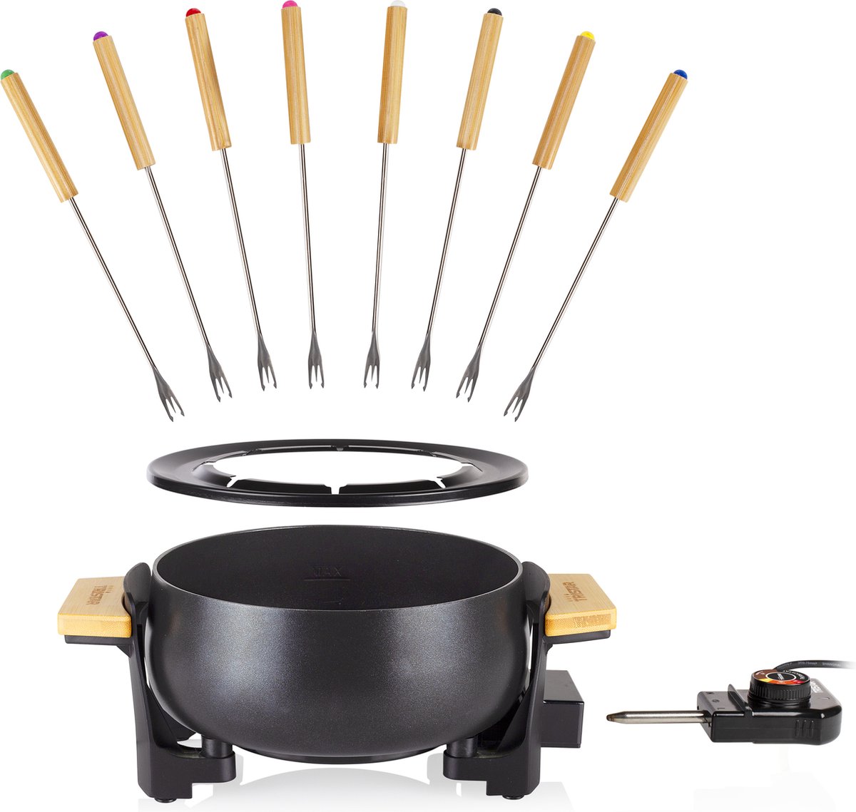 Tristar Fo-1108 Bamboe Fondue - 1.5l Volume - Geschikt Voor 8 Personen - Zwart