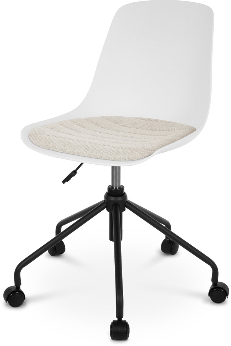 Nolon Nout bureaustoel wit met beige zitkussen - zwart onderstel