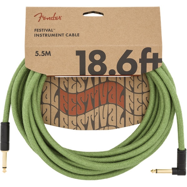 Fender Festival Cables Green R/A instrumentkabel 5.5m