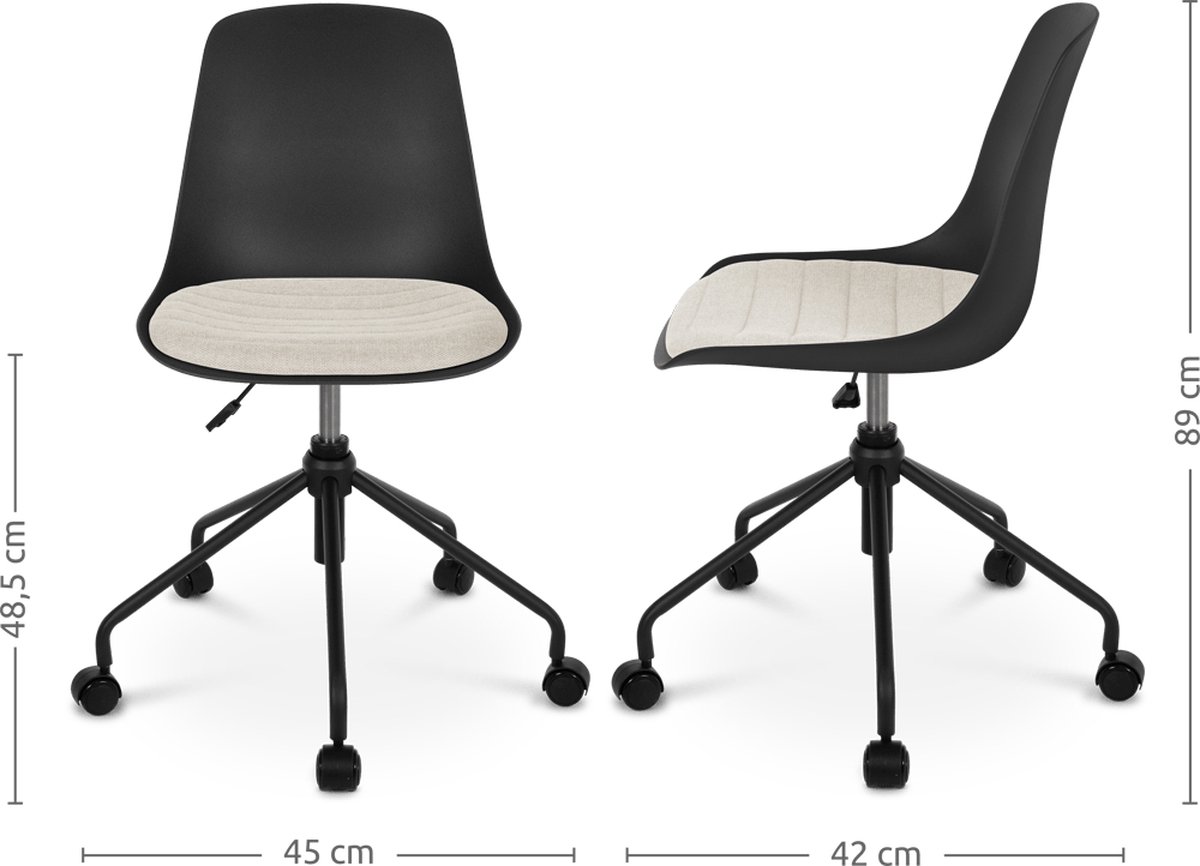 Nolon Nout bureaustoel met beige zitkussen onderstel - Zwart