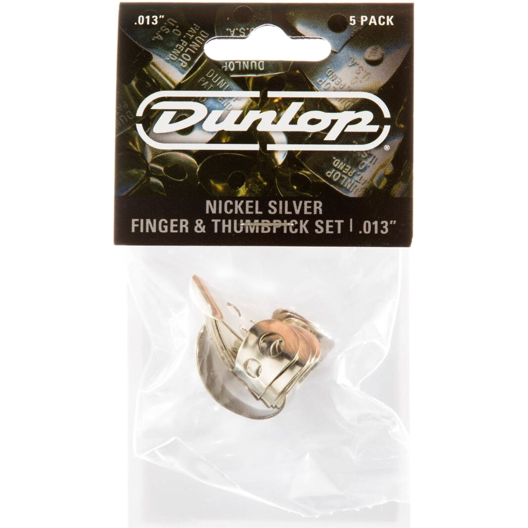 Dunlop 33P013 Nickel Finger & Thumbpicks set vinger- en duimplectrums, 0.013-0.025 inch - Silver