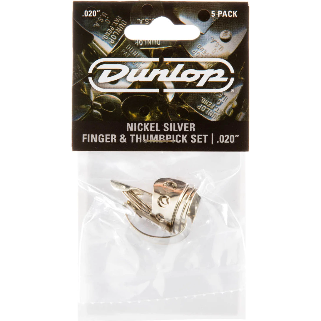 Dunlop 33P020 Nickel Finger & Thumbpicks set vinger- en duimplectrums, 0.020-0.025 inch - Silver