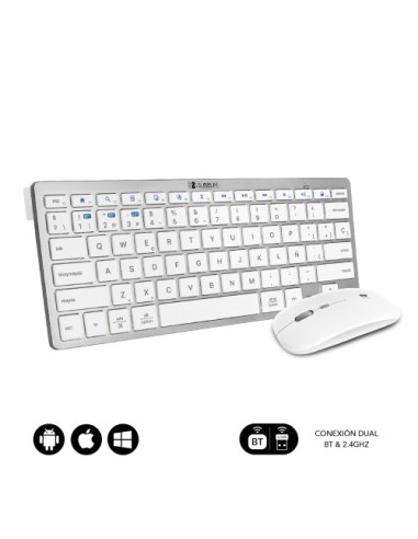 subblim - Combo De Teclado Y Ratón Inalámbricos Multidispositivo Blanco